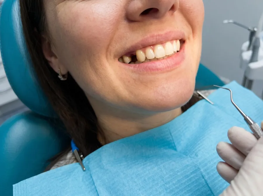 Patient before dental implant — missing tooth